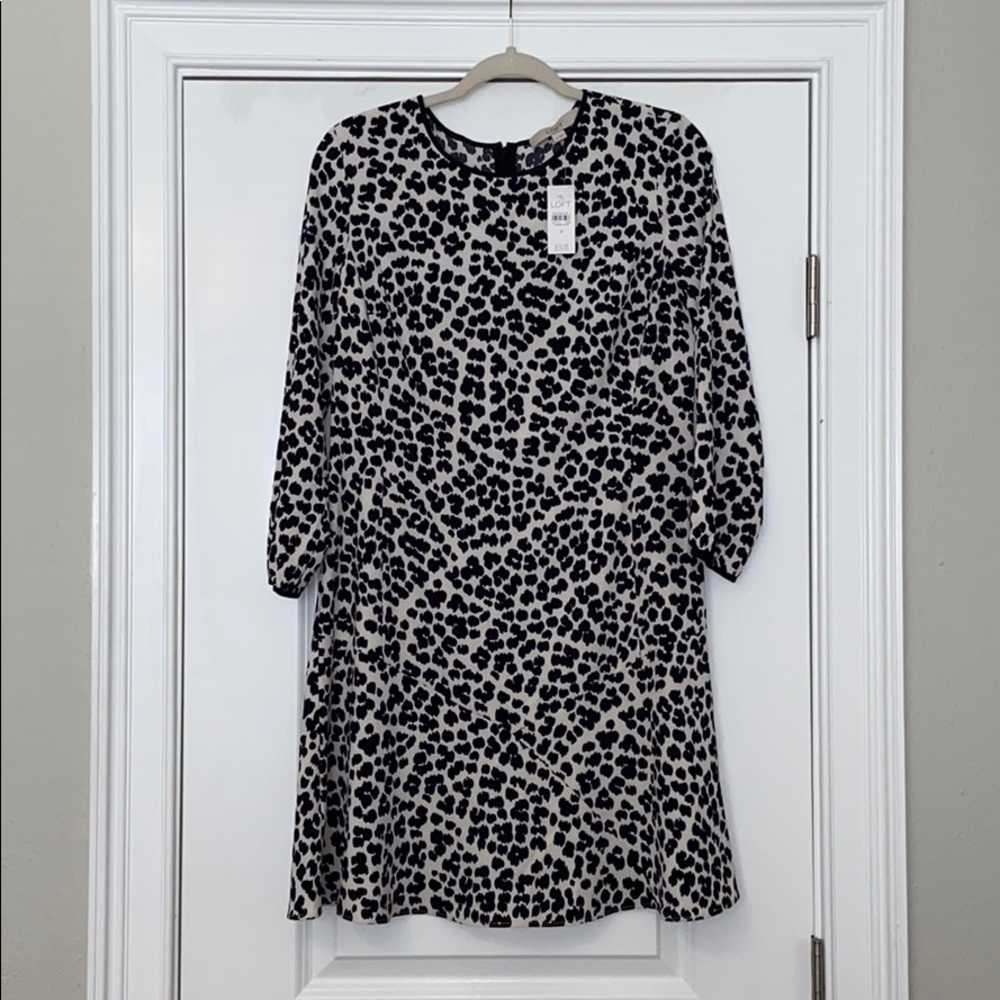 NWT - Loft Leopard Flounce Dress - Sz 8